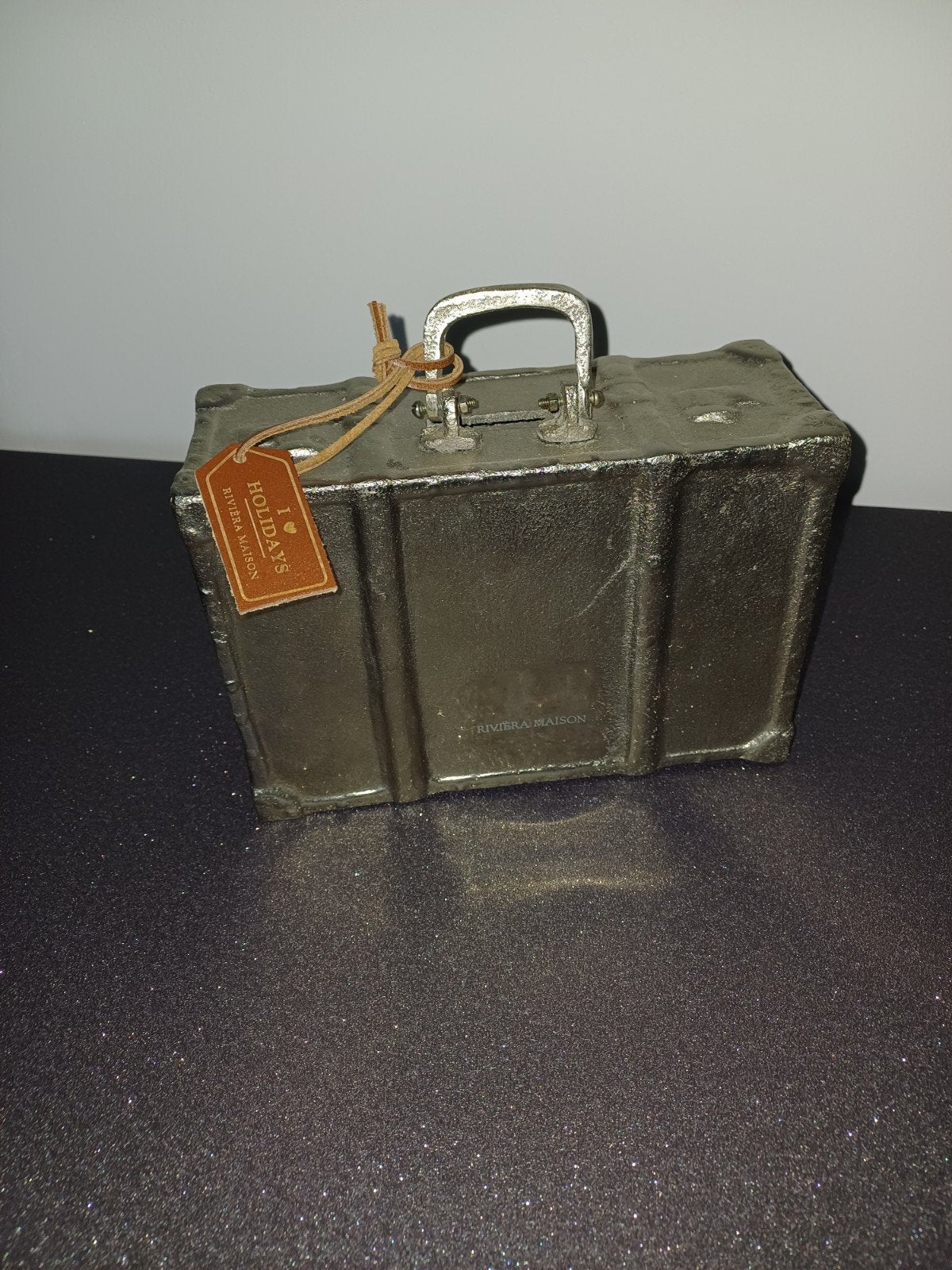 Riviera Maison Koffer Spaarpot - Zilverkleurig, Vintage, Ophalen of Verzenden, Zo goed als nieuw, Metaal