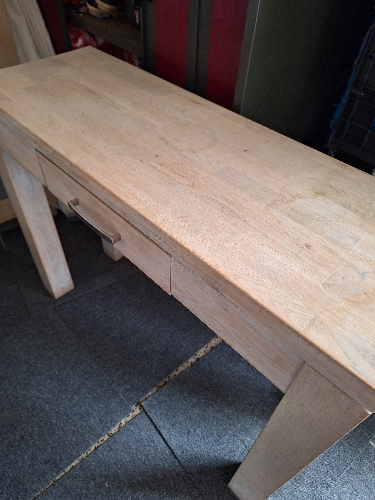 Houten haltafel met lade, Gebruikt, 100 tot 150 cm, Tot twee personen, Modern