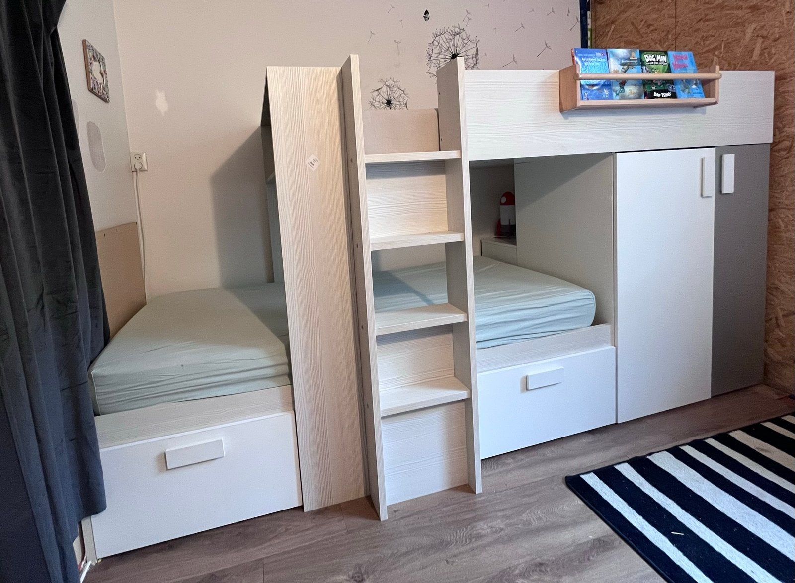 Stapelbed Trasman 6816 met kast, lades en boekenkasten, Gebruikt, Tweepersoons, Minder dan 160 cm, Ophalen of Verzenden