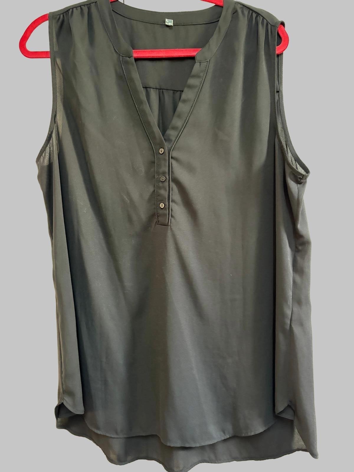 Zwarte mouwloze blouse met V-hals Miss Etam XL, Kleding | Dames, Tops, Verzenden, Zo goed als nieuw, Zwart, Zonder mouw