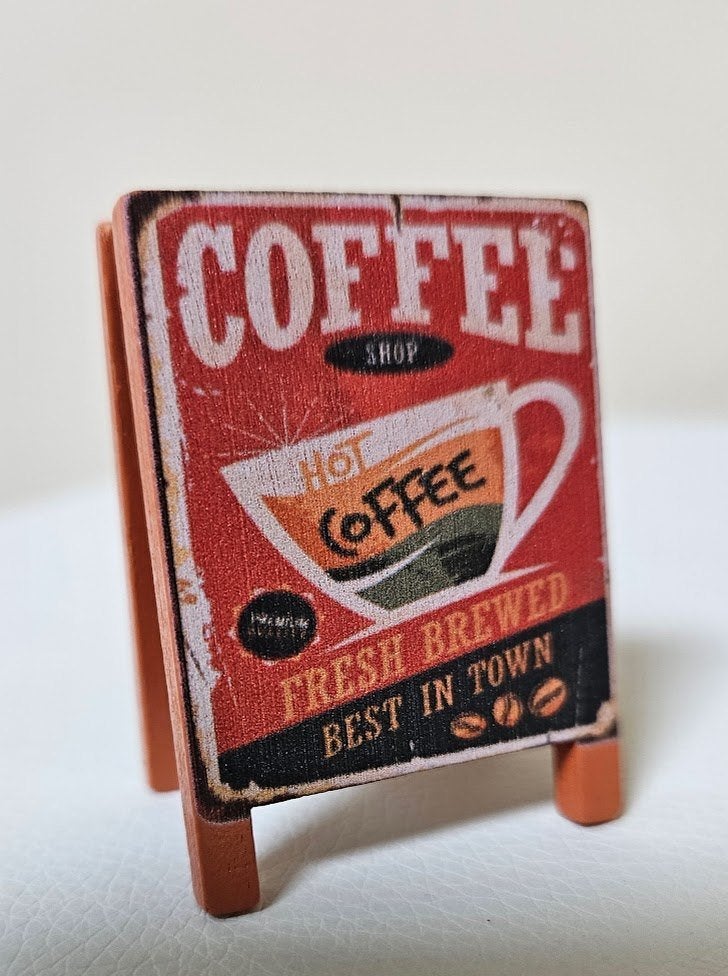 miniatuur koffie reclamebord retro café winkeltje thee, Verzenden, Zo goed als nieuw, Decoratie