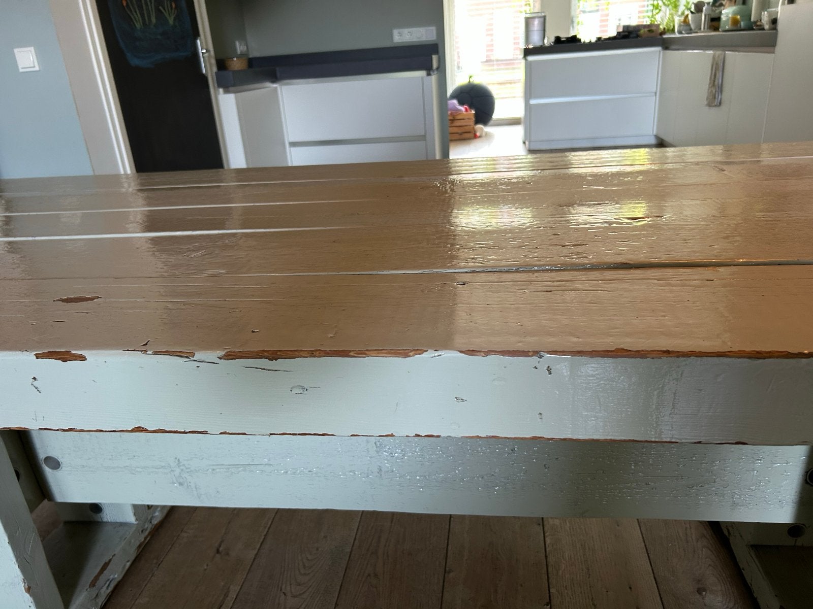 Piet Hein Eek Balkentafel - Robuust en Uniek Design, Huis en Inrichting, Tafels | Eettafels, Ophalen, Gebruikt, 200 cm of meer