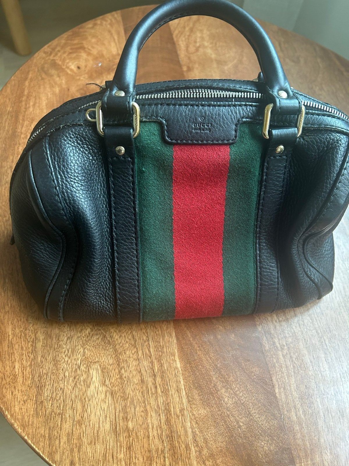 Gucci Handtas Zwart met Groen/Rood Web, Ophalen of Verzenden, Gebruikt, Zwart, Handtas