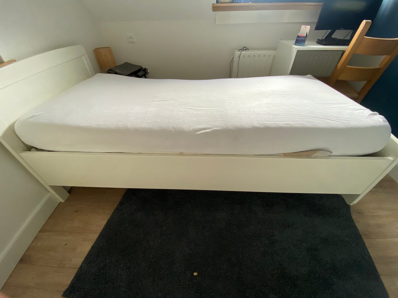 Senioren bed, Ophalen, 90 cm, Eenpersoons, Wit