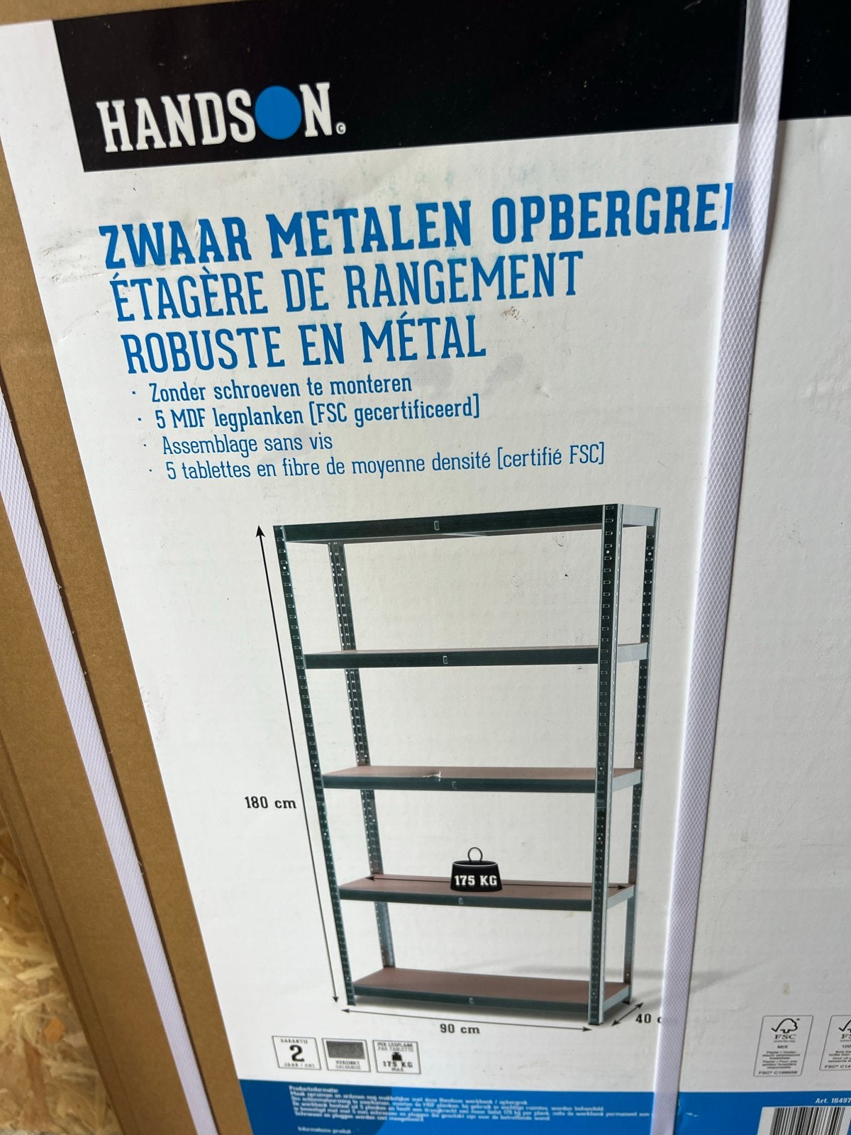 Nieuw in doos: Zwaar metalen stellingkast - 180x90x40 cm, Ophalen of Verzenden