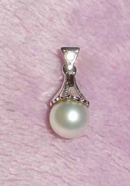 Hanger witgoud parel diamant, Verzenden, Zo goed als nieuw, Met parel, Goud