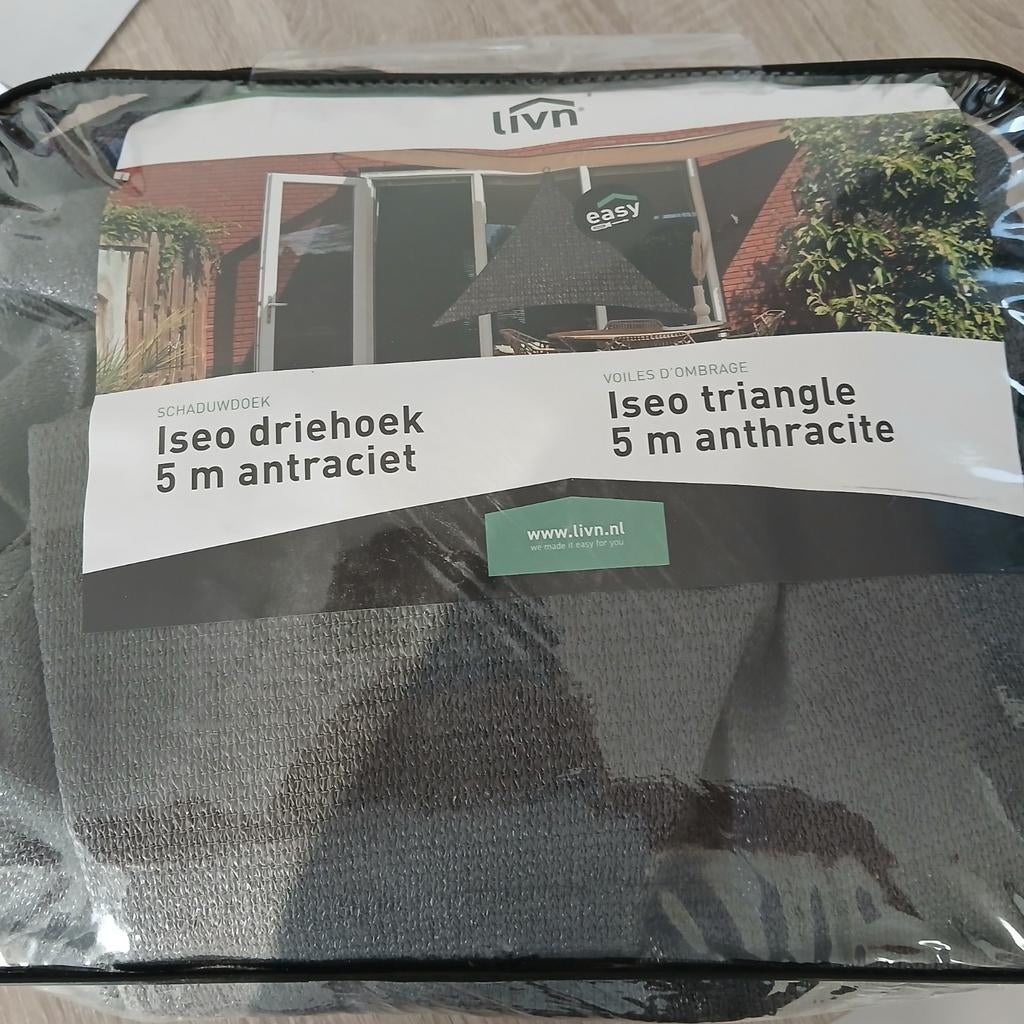 SCHADUWDOEK 5X5X5 driehoek. NIEUW NOOIT GEBRUIKT, Ophalen, Nieuw