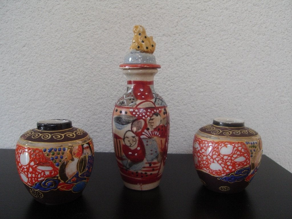set mini Satsuma vaasjes, Antiek en Kunst, Ophalen of Verzenden