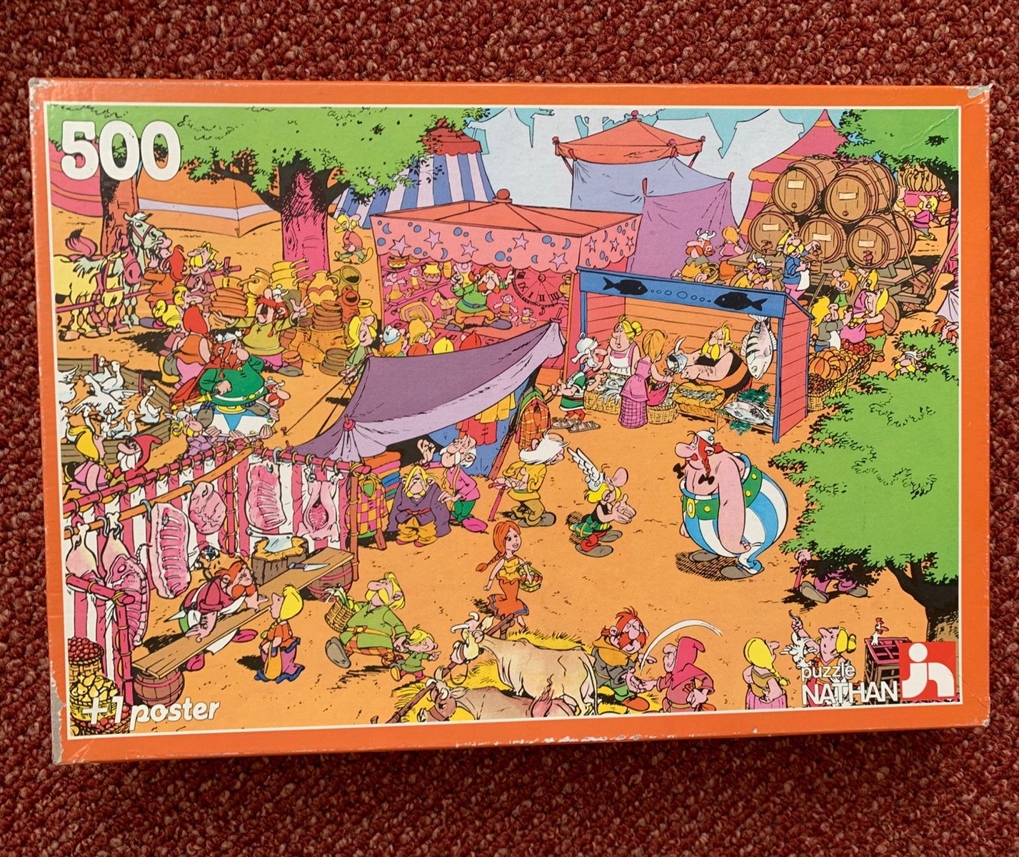 Asterix en Obelix Nathan puzzel van 500 stukjes uit 1984, Ophalen of Verzenden, 500 t/m 1500 stukjes, Gebruikt, Legpuzzel