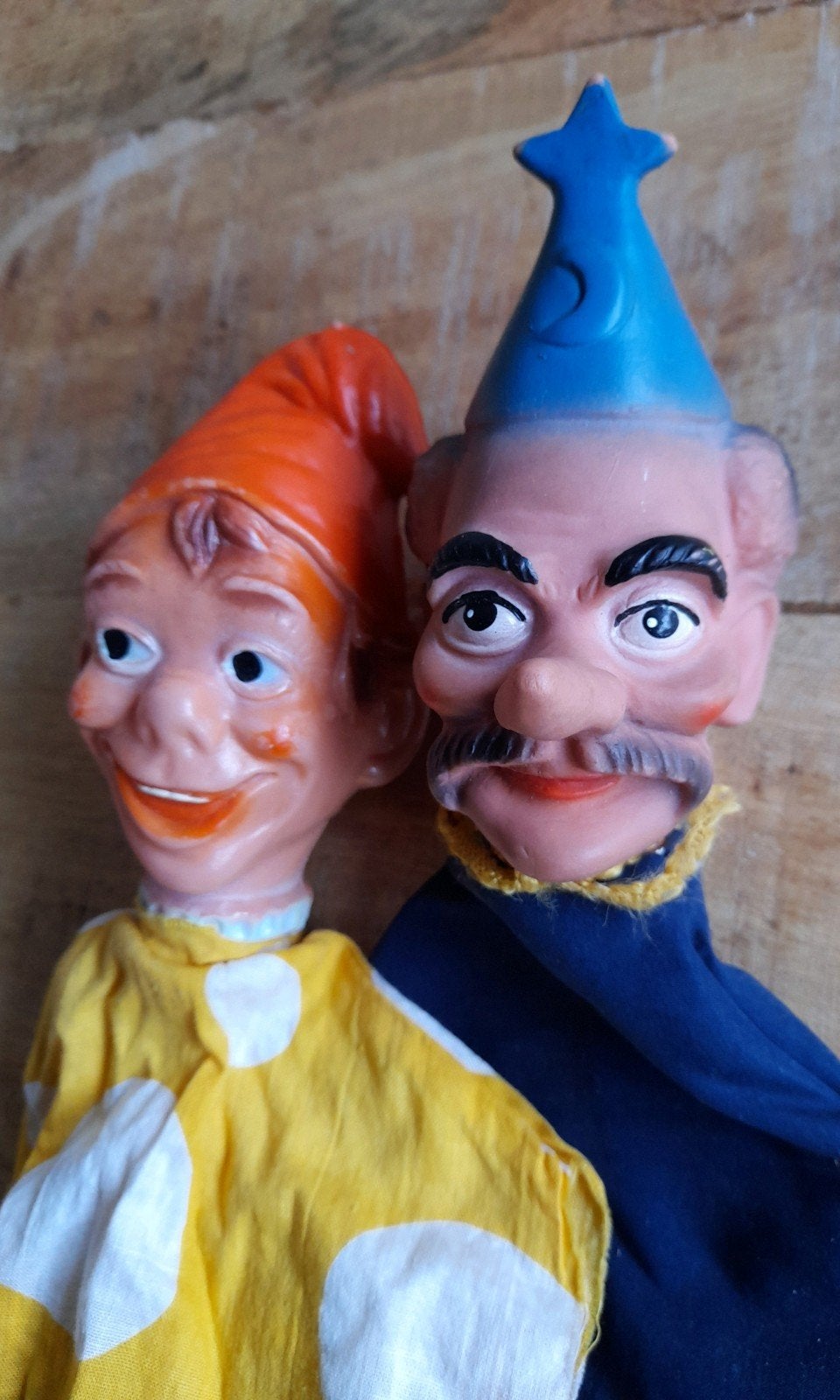 Vintage handpoppen kabouter en tovenaar  - poppenkastpoppen, Ophalen of Verzenden, Overige typen