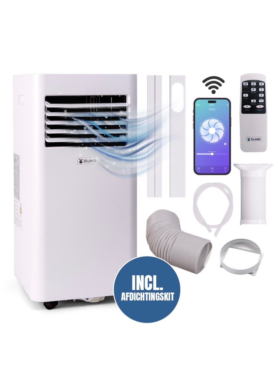 BluMill Mobiele  Airco met Afstandsbediening en App, Witgoed en Apparatuur, Airco's, Ophalen, Timer, Minder dan 60 m³, 3 snelheden of meer