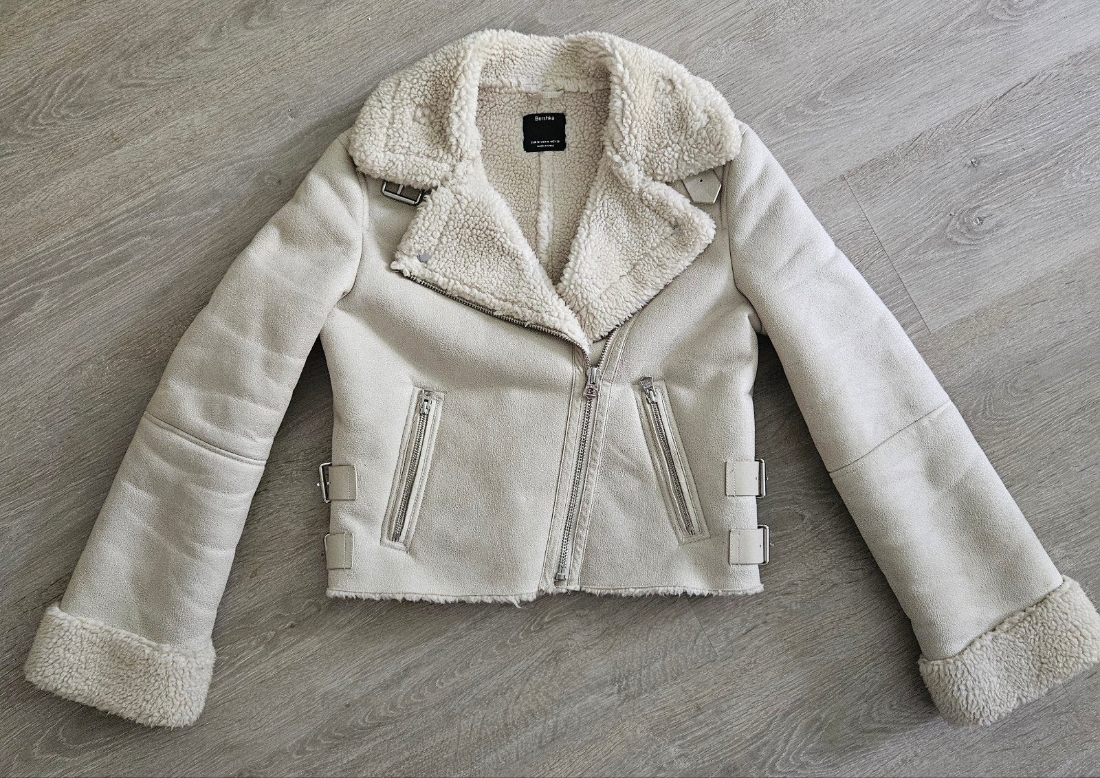 Bershka lammycoat pilotenjack bikerjack jas maat m, Ophalen of Verzenden, Zo goed als nieuw