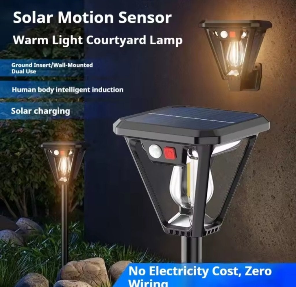2 in 1 outdoor solar lamp met schemer- en bewegingssensor, Ophalen, Kunststof, Zwart, Nieuw