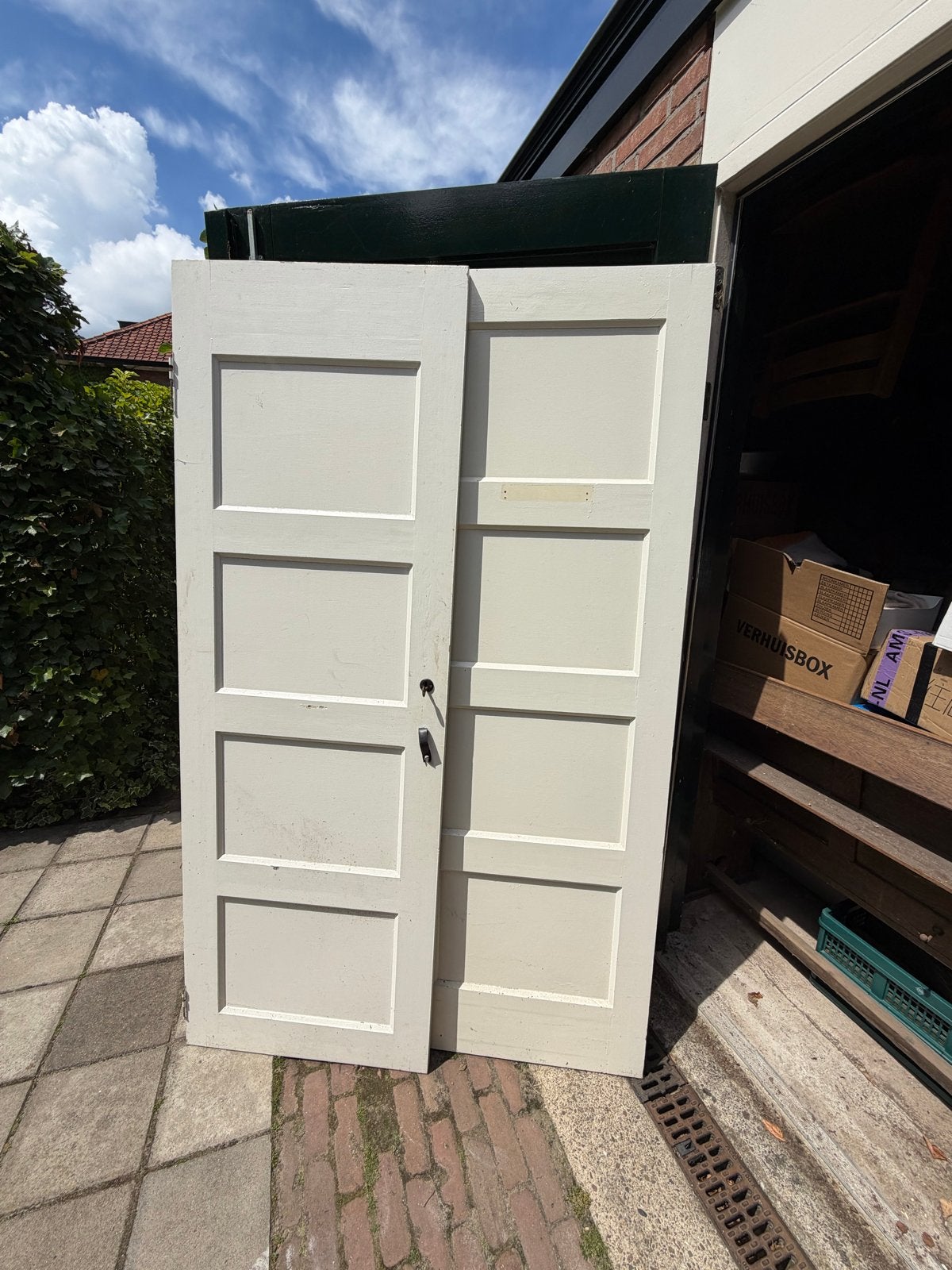 Twee paneeldeuren 121x68 cm voor kast of interieur, Gebruikt, Minder dan 80 cm, Binnendeur, Minder dan 200 cm