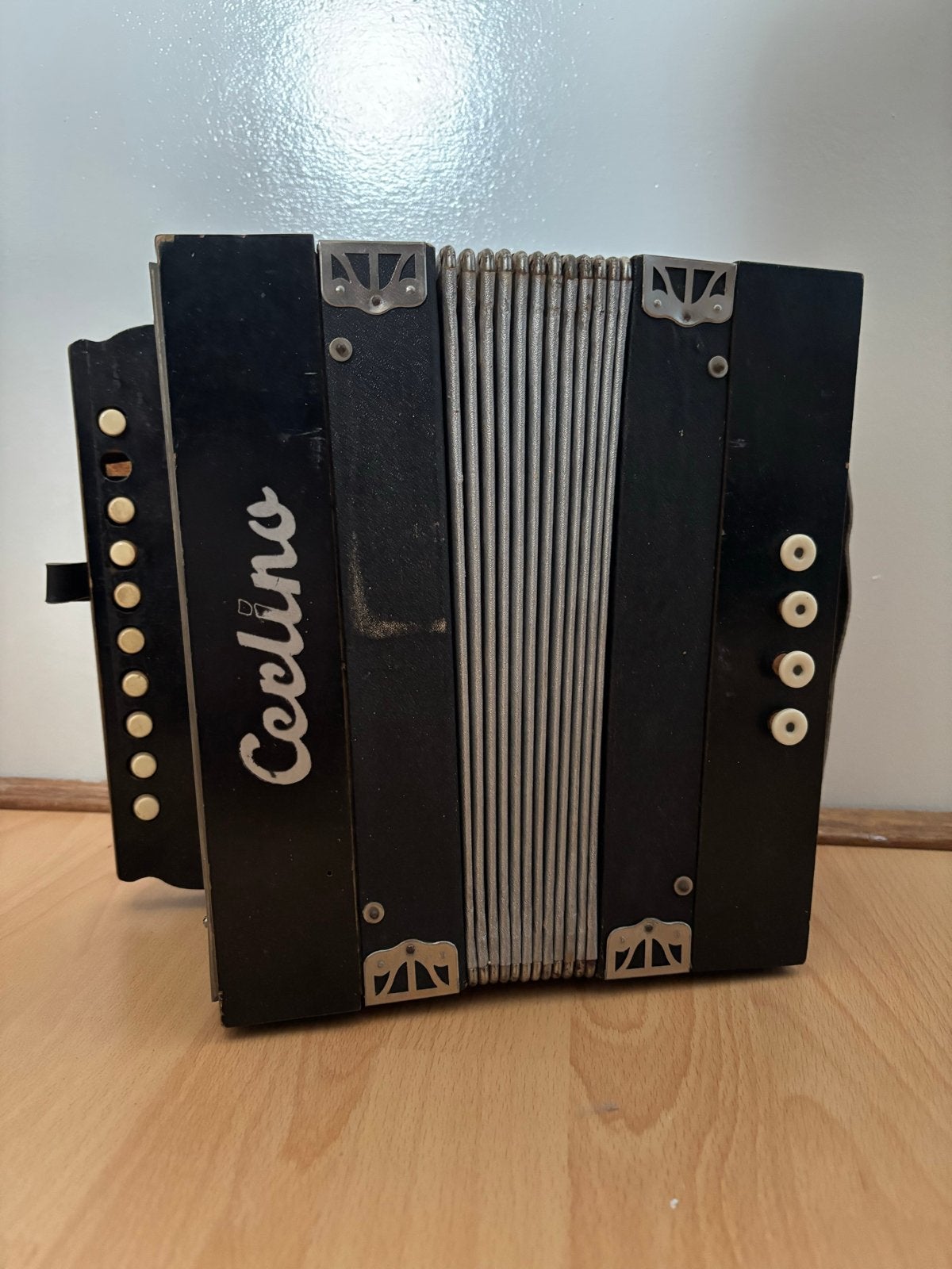 Vintage Carlino Accordeon - Zwart, Gebruikt, Gebruikt, Overige formaten, Knopaccordeon, Ophalen