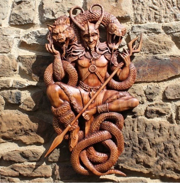 Loki Plaat / Noorse God Bord Mythologie Noorwegen Sculptuur, Huis en Inrichting, Verzenden, Nieuw, Wandbord of Wandpaneel