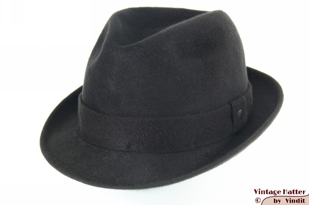 Vintage Gleufhoed Panizza donker grijs haarvilt 56, Hoed, Ophalen of Verzenden, Panizza, 57 cm (M, 7⅛ inch) of minder