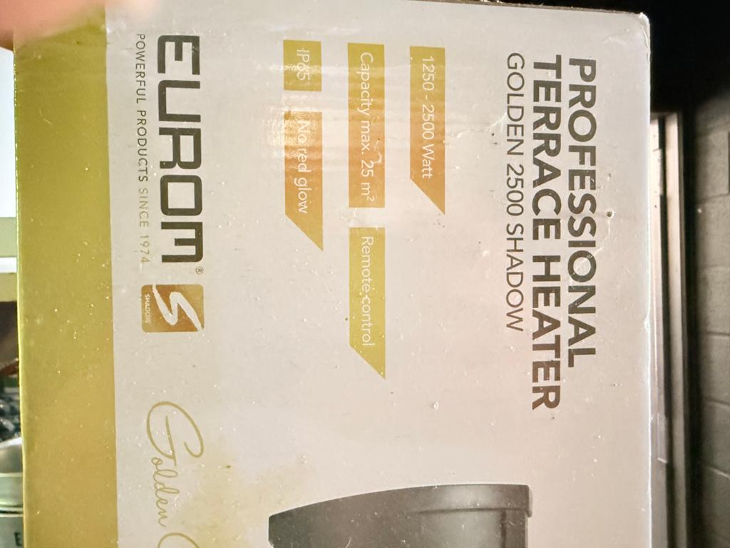 Eurom Golden 2500 Shadow Professional Terrasverwarmers, Tuin en Terras, Terrasverwarmers, Elektrisch, Nieuw, Ophalen of Verzenden