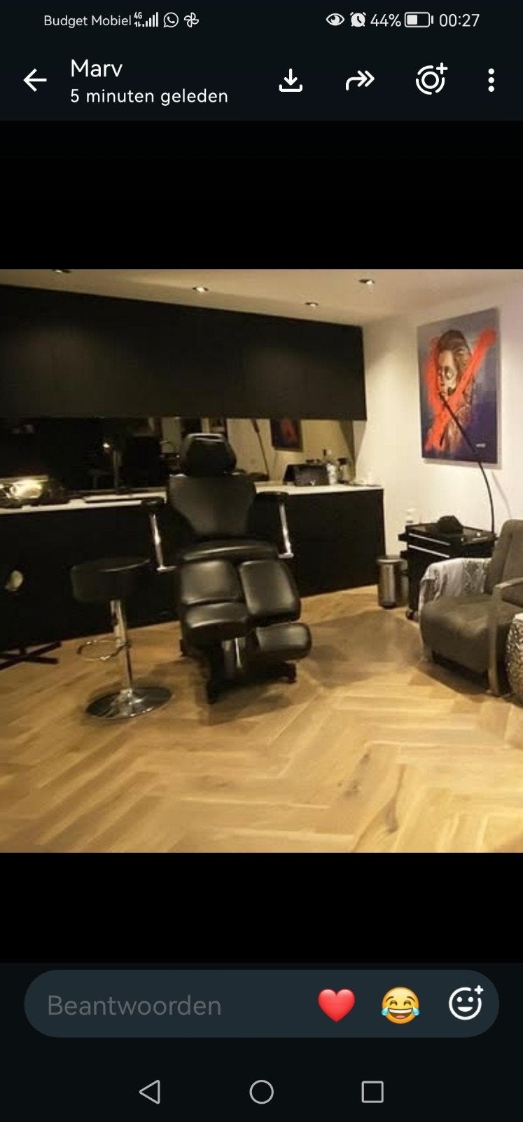 Professionele Tattoo/Behandelstoel - Zwart Leer, Ophalen, Gebruikt, Zwart, Professioneel, Modern