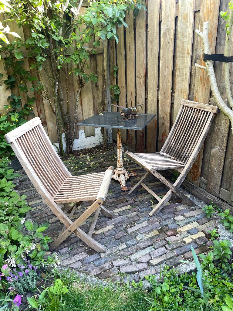 gietijzeren tuintafel met stenenblad, Tuin en Terras, Ophalen, Gebruikt, Rond, Metaal