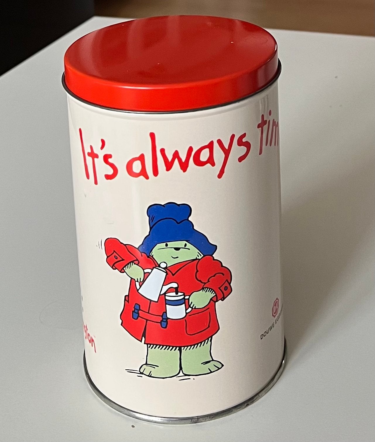 Vintage blik Paddington Douwe Egberts , 1995., Ophalen of Verzenden, Zo goed als nieuw, Koffie, Douwe Egberts