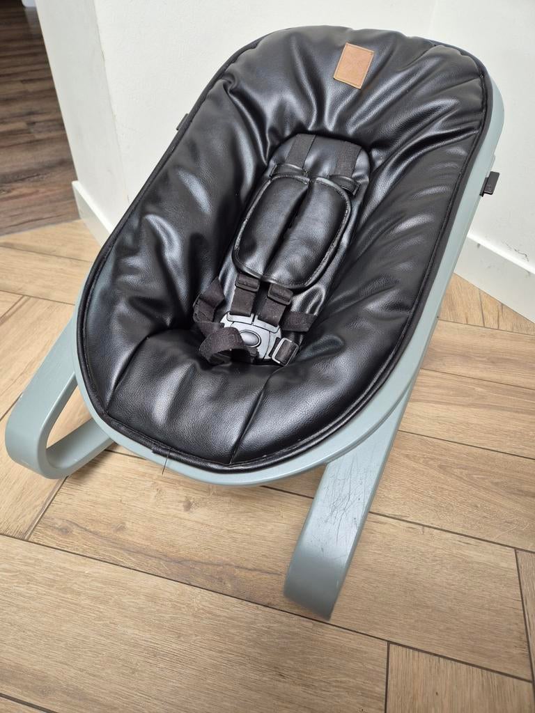 Kidsmill Up wipstoel + babyset, groen met zwart leer, Gebruikt, Wipstoel, Met gordel(s) of riempje(s), Ophalen