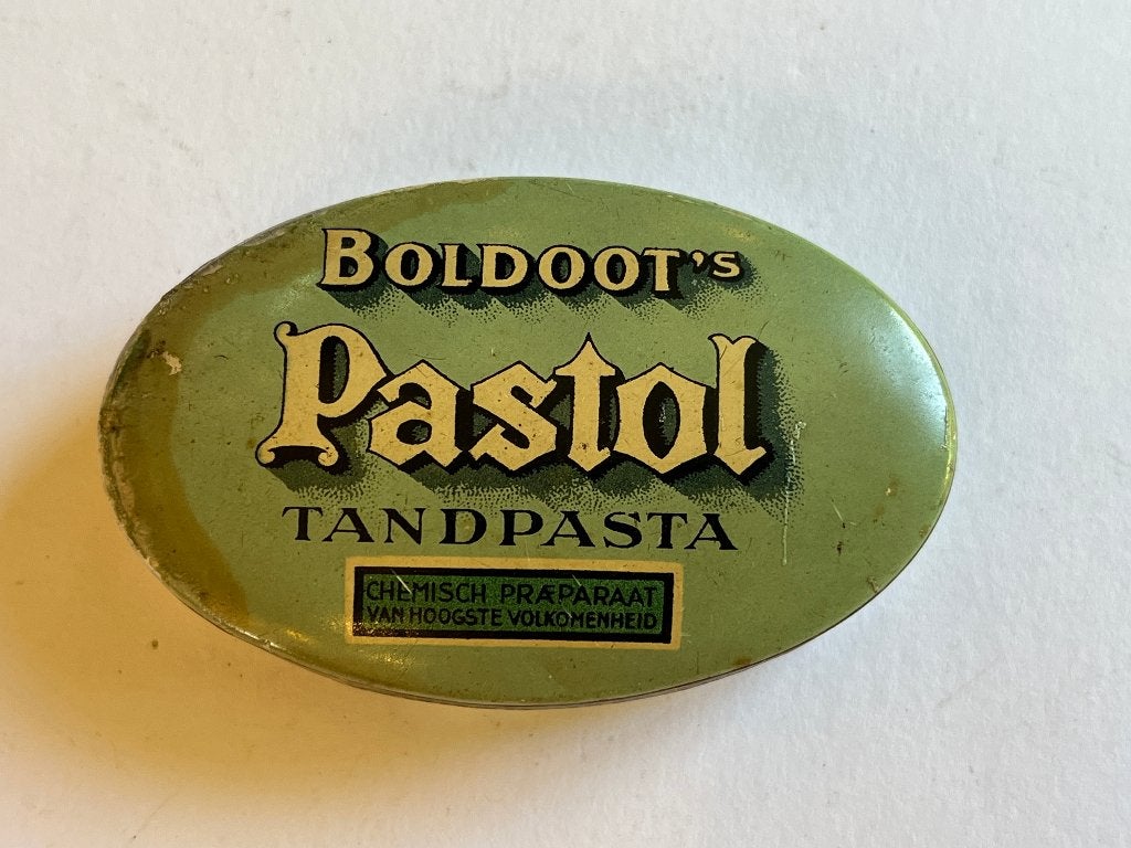 Klein boldoot tandpasta blikje, Pastol, Verzamelen, Ophalen of Verzenden, Gebruikt, Overige, Overige merken