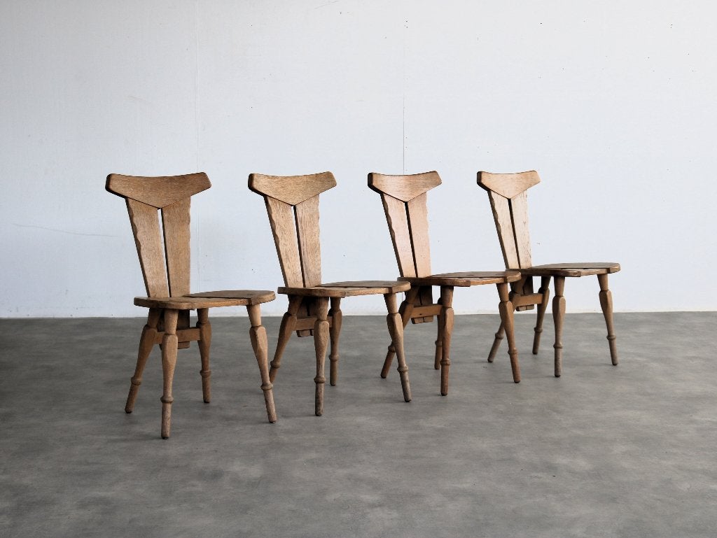 brutalist eetkamerstoelen | stoelen | jaren 60 | set van 4, Gebruikt, Bruin, ., Ophalen of Verzenden