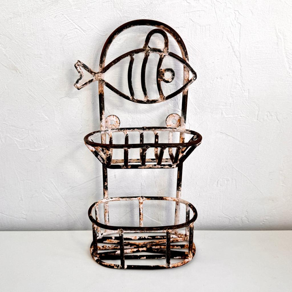 Brocante gietijzeren kruidenrekje vis - Frankrijk, Ophalen of Verzenden