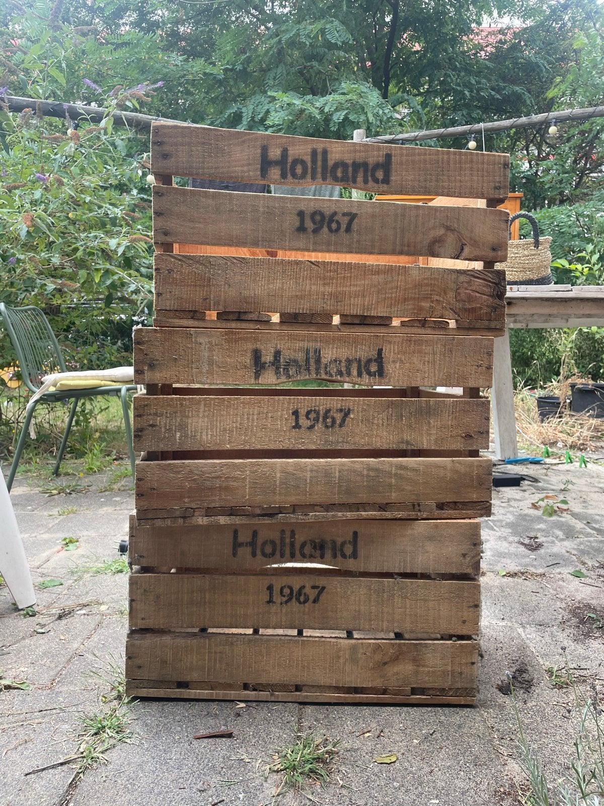 Vintage houten appelkisten 'Holland 1967' - Decoratie/Opslag, Ophalen, Gebruikt, 40 tot 60 cm, 50 tot 75 cm