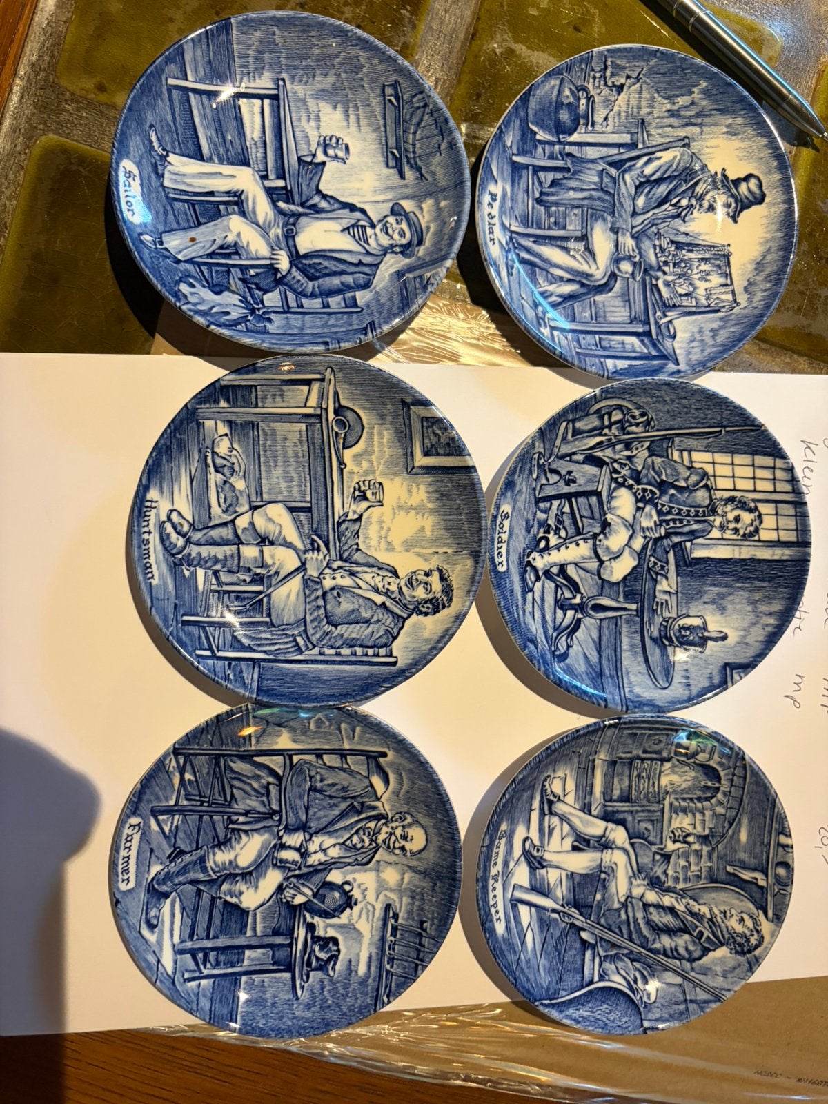 6 oude wedgewood bordjes, Antiek en Kunst, Antiek | Wandborden en Tegels, Ophalen of Verzenden