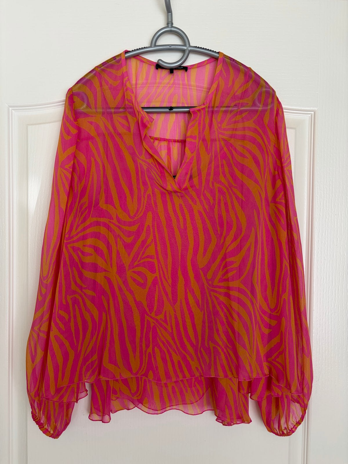 Luisa Cerano Blouse Roze/Oranje Zebraprint, Kleding | Dames, Ophalen of Verzenden, Zo goed als nieuw, Maat 42/44 (L), Roze