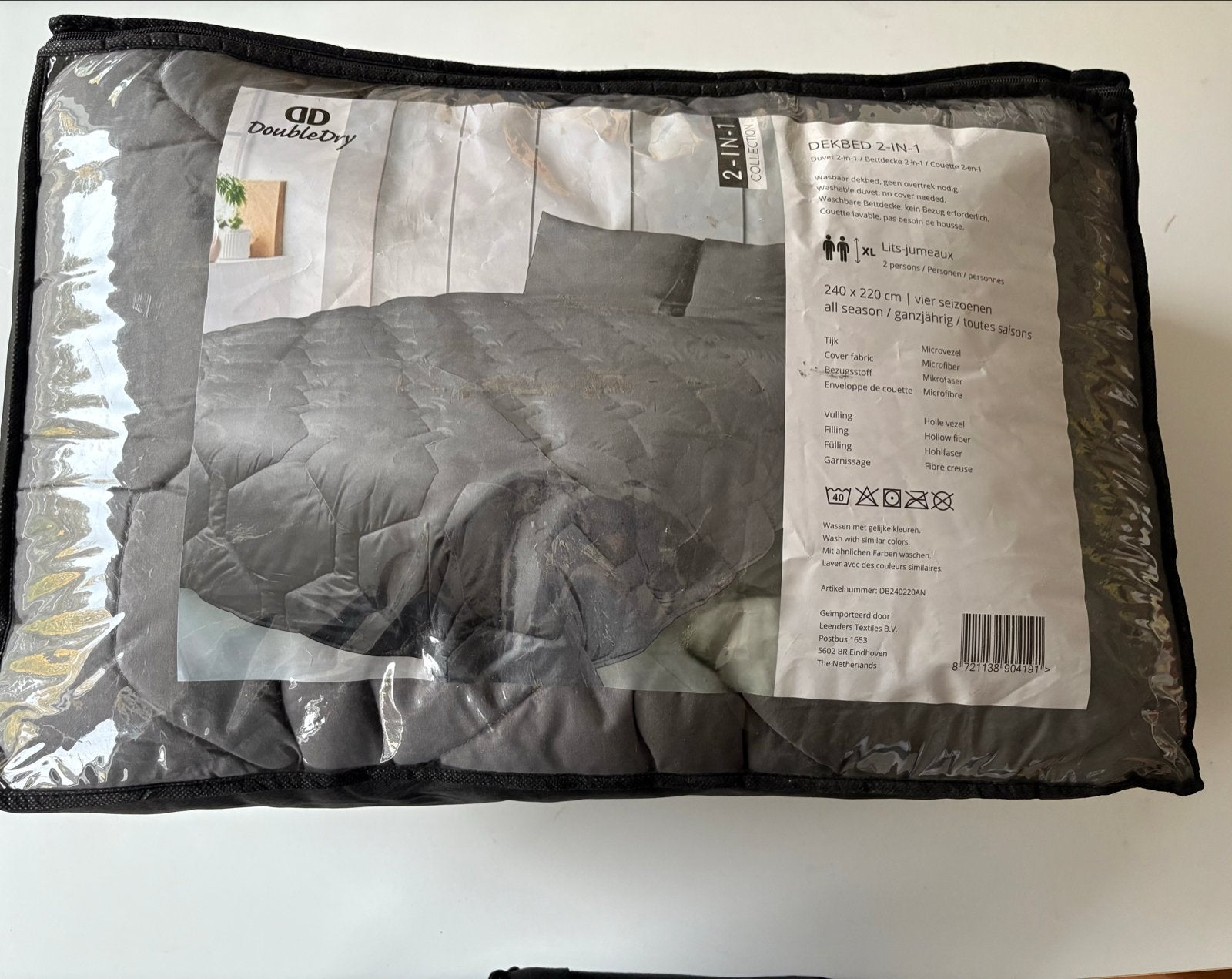 Dekbed 2-in-1 Antraciet 240x220 - Nieuw, Huis en Inrichting, Lits-jumeaux, Nieuw, Ophalen of Verzenden, Deken of Dekbed