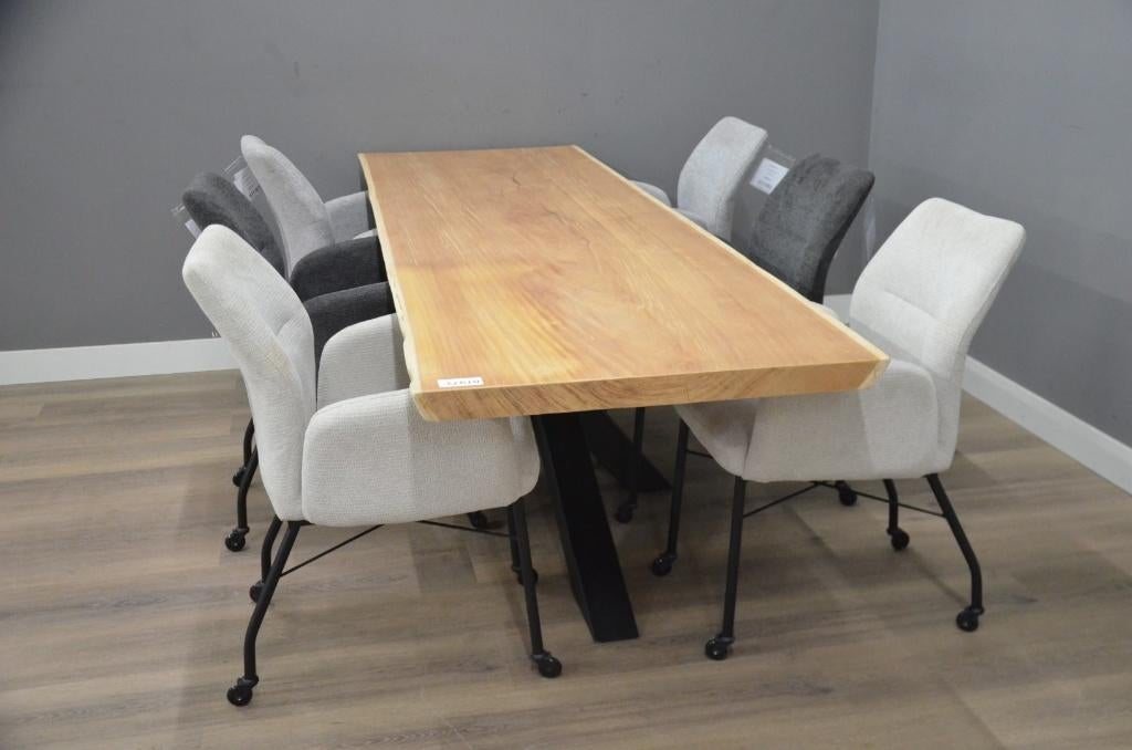 Mahonie boomstamtafel 256 cm - BT971, Overige houtsoorten, Verzenden, 50 tot 100 cm, Vijf personen of meer