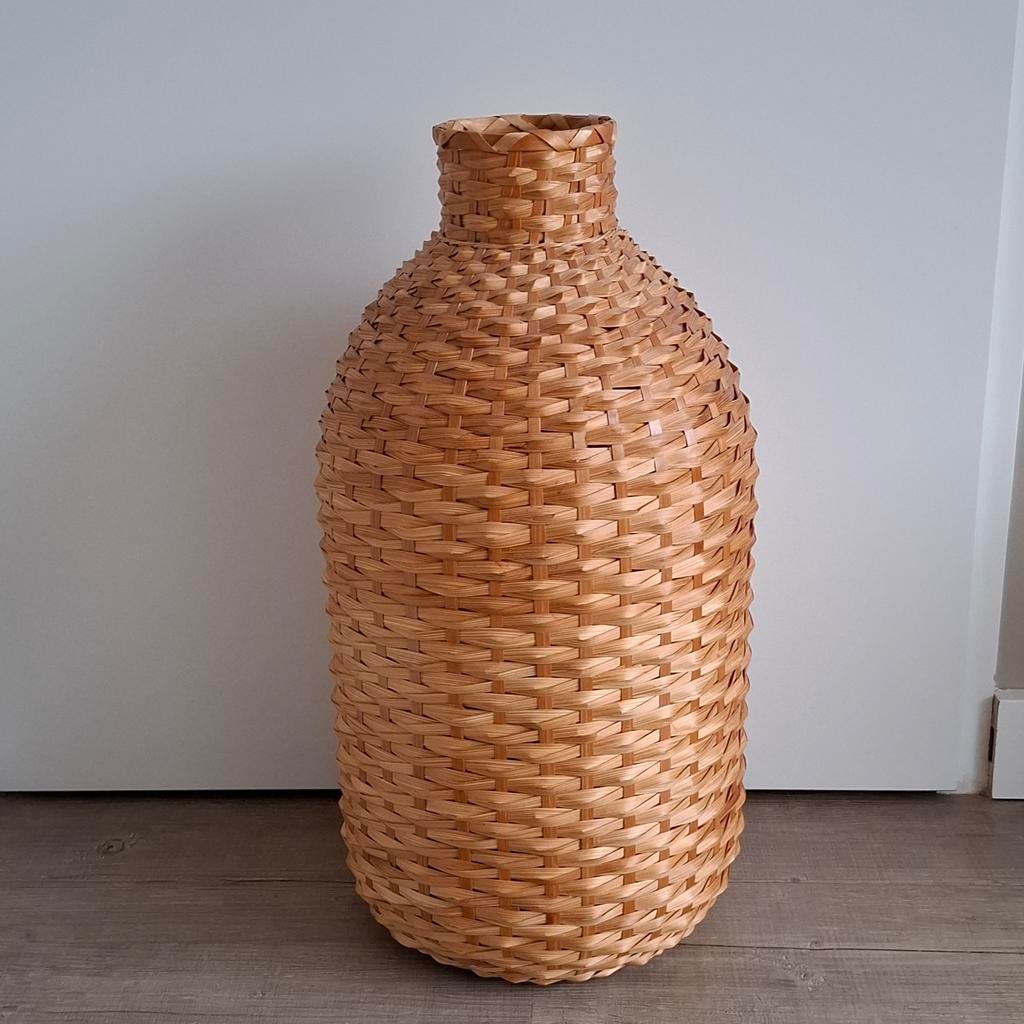 Bamboe vaas, Huis en Inrichting, Ophalen of Verzenden, Zo goed als nieuw, Overige kleuren, Glas