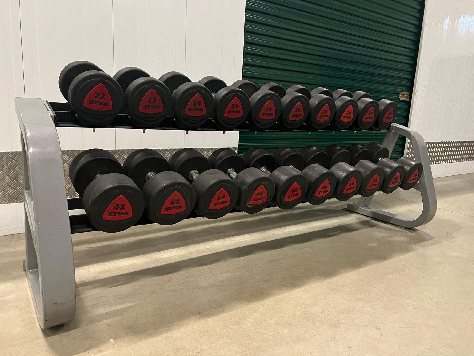Ziva PU Dumbbellset 12-50 kg incl rekken NU GRATIS LEVERING