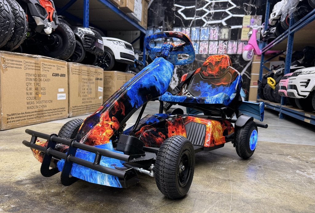 Elektrische skelter met vlammenprint Go kart NIEUW, Ophalen of Verzenden, Nieuw, Overige typen