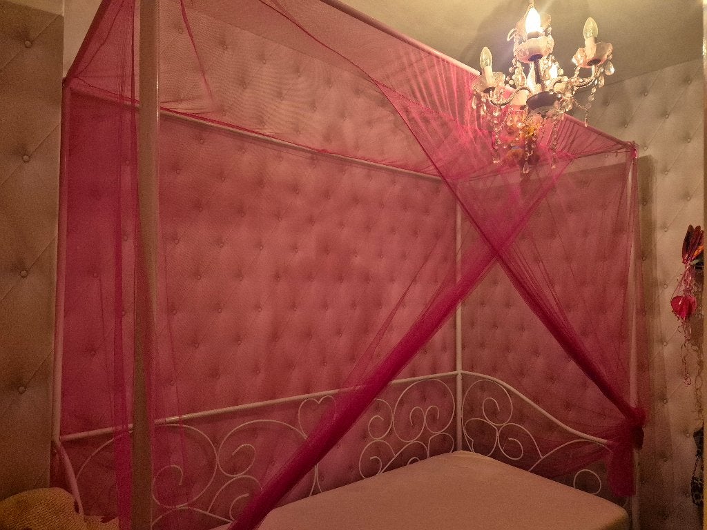 Hemelbed/bank, Hartjes, 90 cm, Eenpersoons, Wit