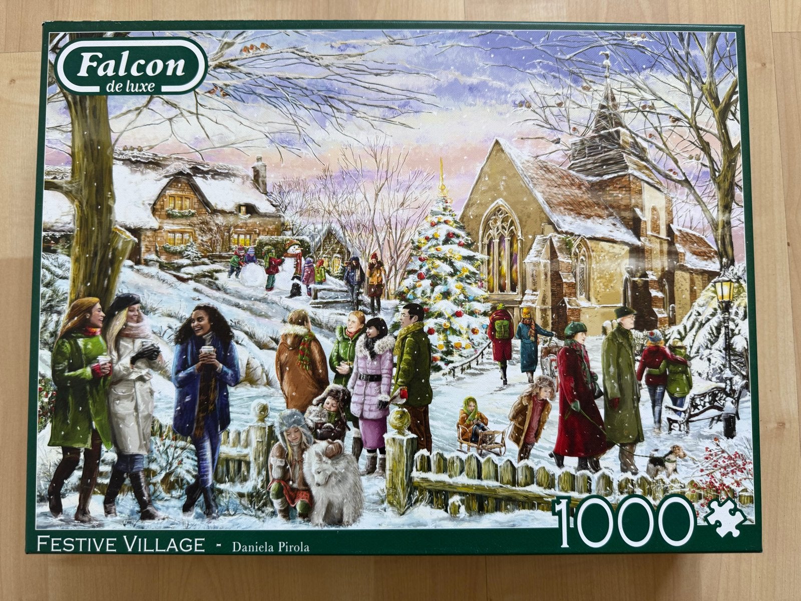 Falcon de luxe Legpuzzel Festive Village 1000 stukjes, Ophalen, 500 t/m 1500 stukjes, Zo goed als nieuw, Legpuzzel