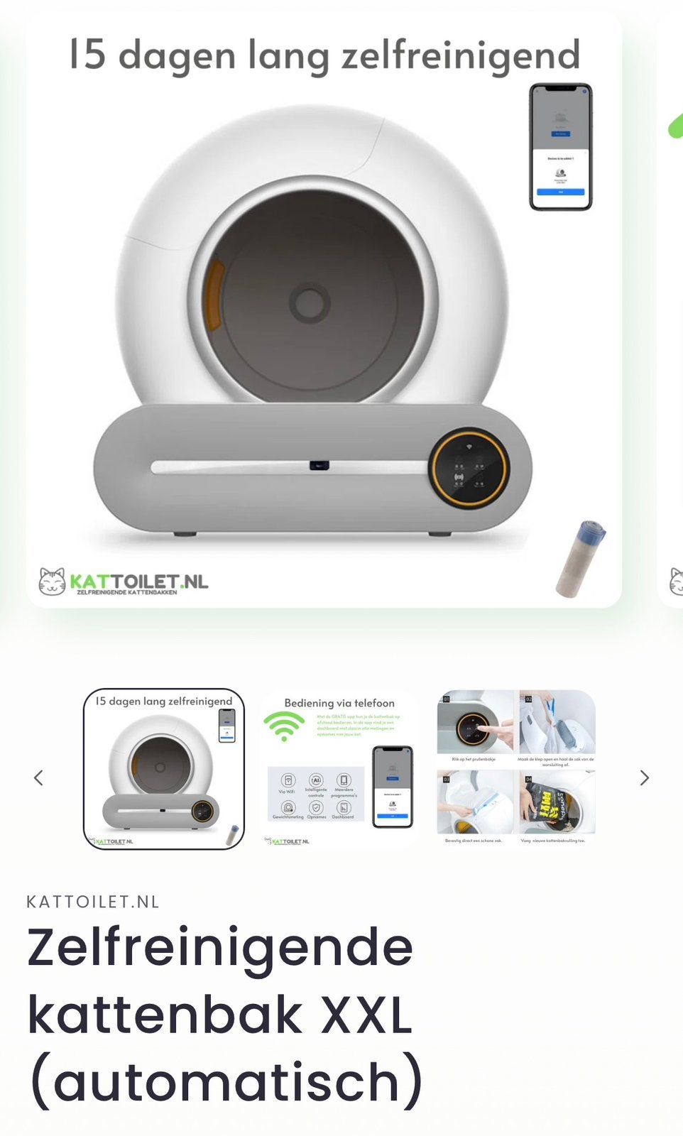 WOP Automatische kattenbak xxl, Dieren en Toebehoren, Ophalen of Verzenden, Zelfreinigend, Zo goed als nieuw