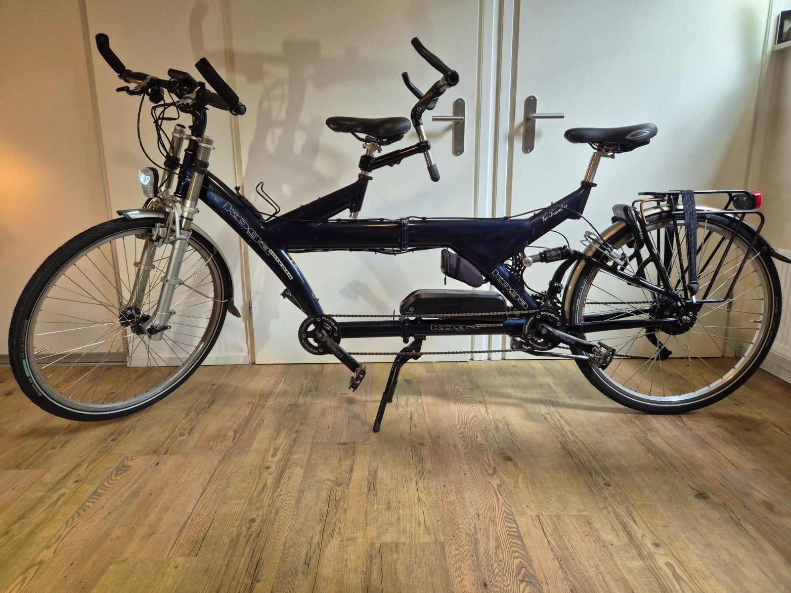Koga Twin Traveller elektrische tandem (vouwbaar), Fietsen en Brommers, Fietsen | Tandems, Ophalen, Gebruikt, Opvouwbaar, Velgrem