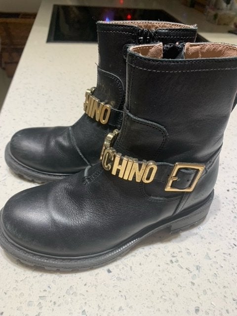 Moschino Kinderlaarsjes Maat 29 Leder, Gebruikt, Moschino, Meisje, Ophalen of Verzenden