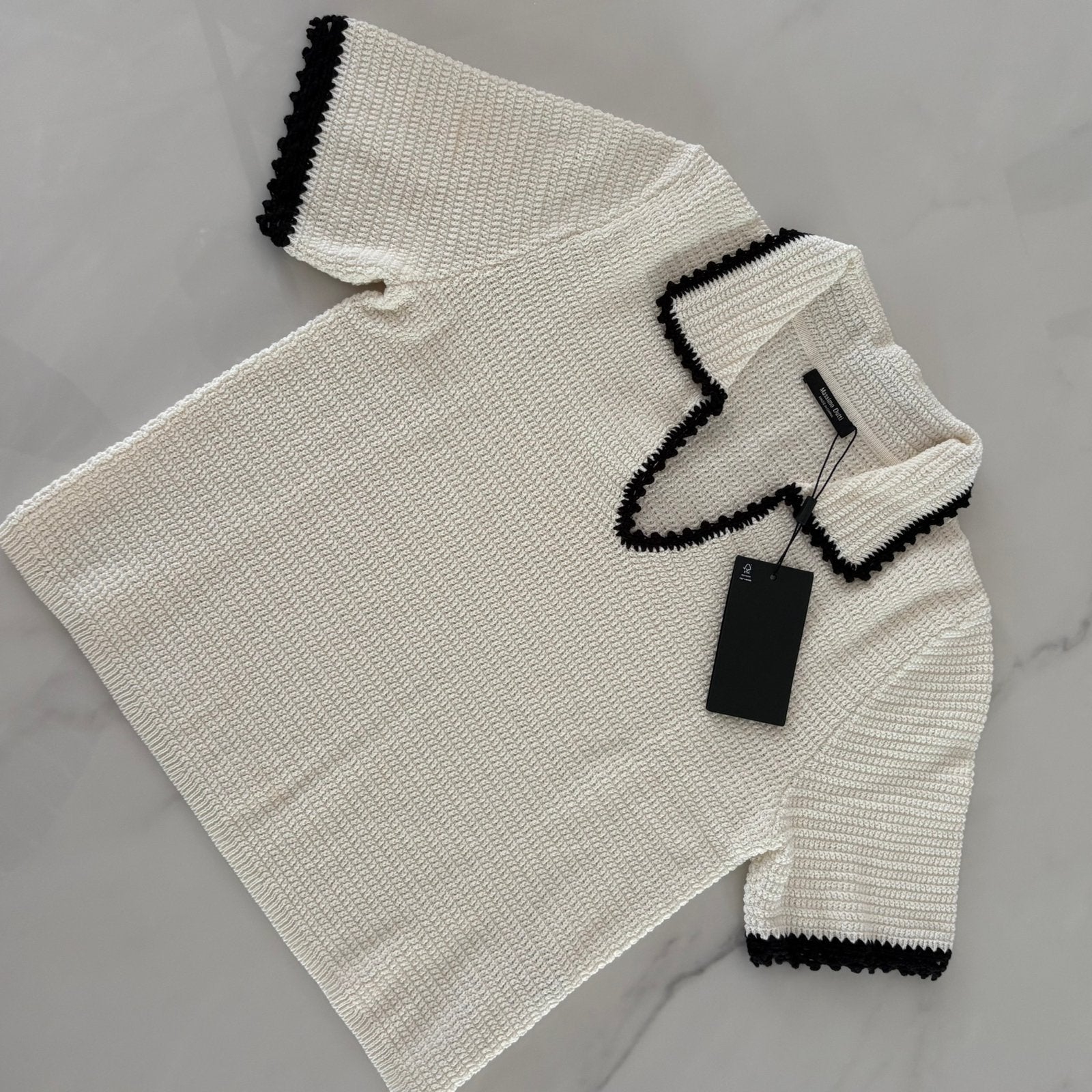Massimo Dutti | Katoenen T-shirt zwart/wit, maat: S, Ophalen of Verzenden, Nieuw, Maat 46 (S) of kleiner, Wit