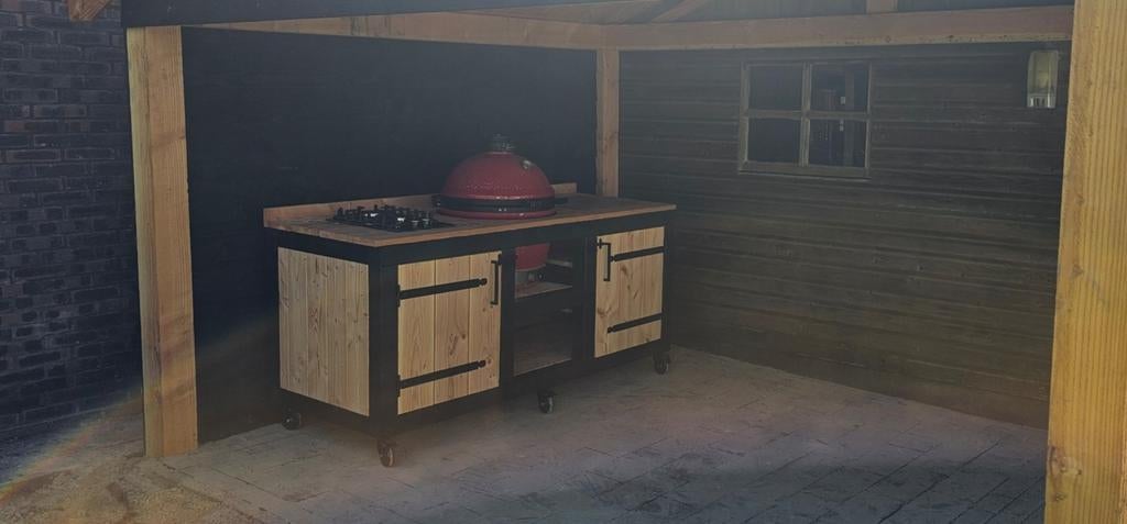 Prachtig robuuste Douglashouten Buitenkeuken op maat gemaakt, Tuin en Terras, Buitenkeukens, Ophalen of Verzenden, Nieuw, Houtskool