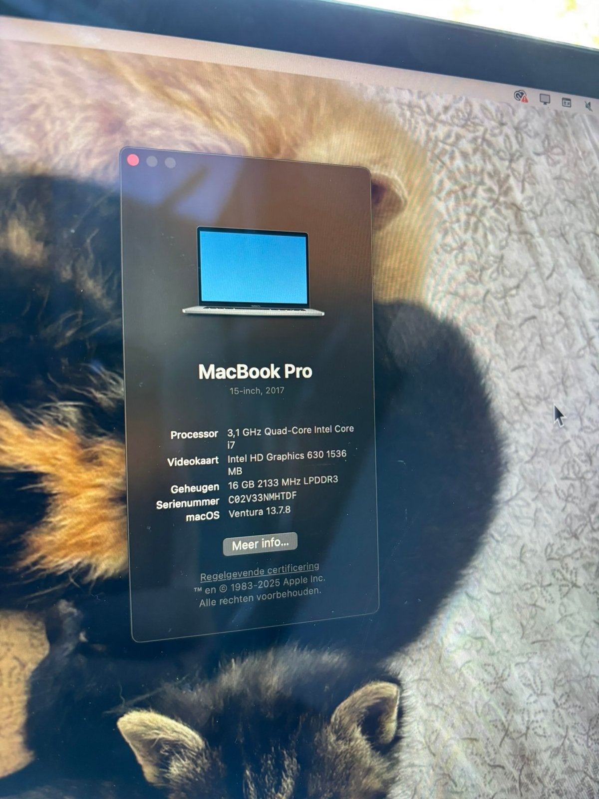Macbook Pro 15 inch 2017 Core i7 16GB/1TB, MacBook Pro, 1 TB of meer, 2 tot 3 Ghz, Ophalen of Verzenden