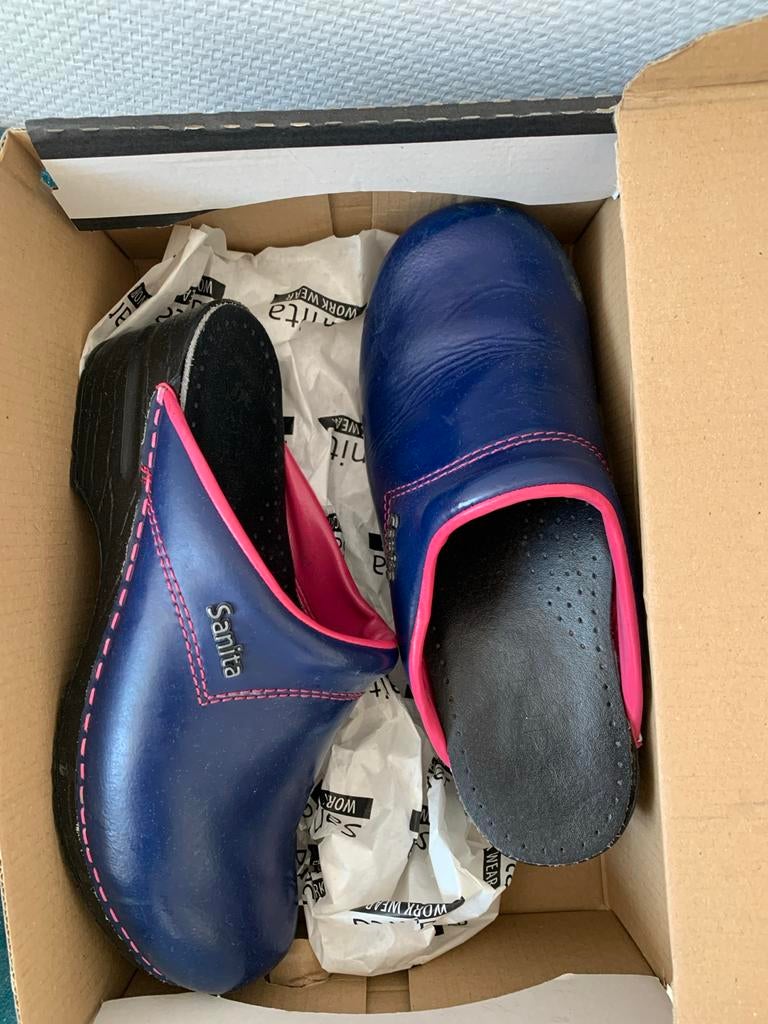 Sanita klompen blauw/roze - Maat 37, Kleding | Dames, Schoenen, Ophalen, Zo goed als nieuw, Blauw, Overige typen
