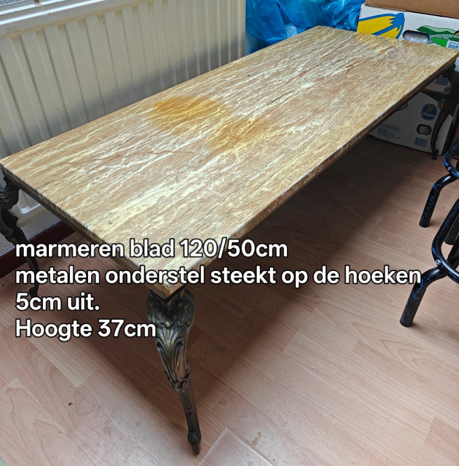 Vintage salon- of bijzettafel met marmeren blad, Antiek en Kunst, Ophalen