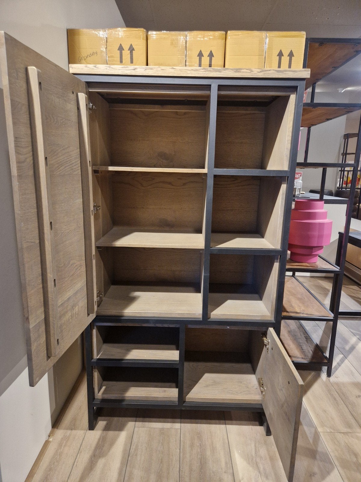Industriële kast met deuren en planken - 90x161 cm, Met deur(en), Nieuw, Industrieel, Modern, 50 tot 100 cm
