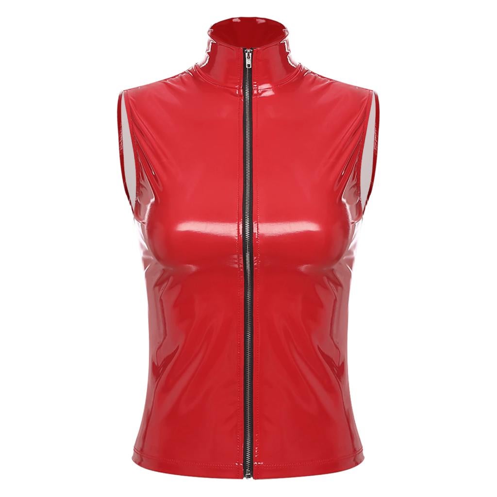 Dames rode kunstleren bodywarmer / wetlook lak vrouwen sexy, Verzenden, Nieuw, Maat 38/40 (M), Rood