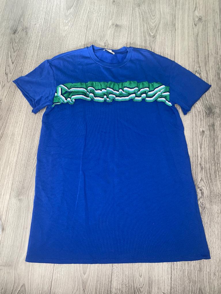 Zara blauwe sweaterdress lange trui jurk shirt ruffles mt S, Kleding | Dames, Blauw, Zara, Ophalen of Verzenden, Zo goed als nieuw
